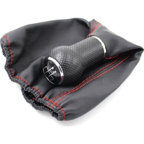 For Golf 3 MK3 Black Silver Cap 5 and 6 Speed 12mm Red Stitching stick shift knobs Car Gear Shift Knob Gaitor Boot cover