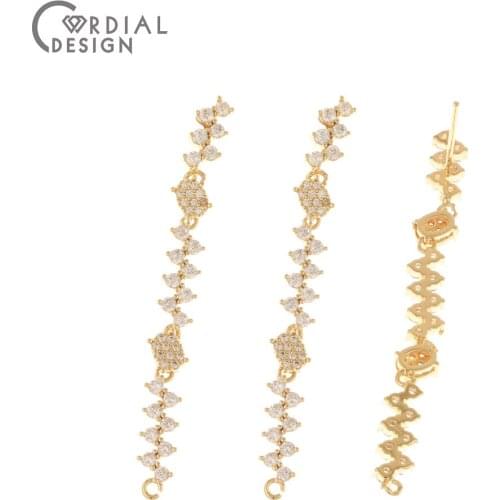Cordial Design 10Pcs 5*49MM CZ Earrings Stud/Jewelry Accessories/Hand Made/Genuine Gold Plating/DIY/Jewelry Findings & Component