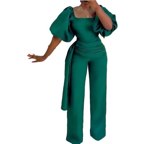 VITIANA Women Formal Jumpsuit Summer 2021 Female Short Sleeve Sexy Straight Jumpsuits Femme Purple Africa Clothing Green