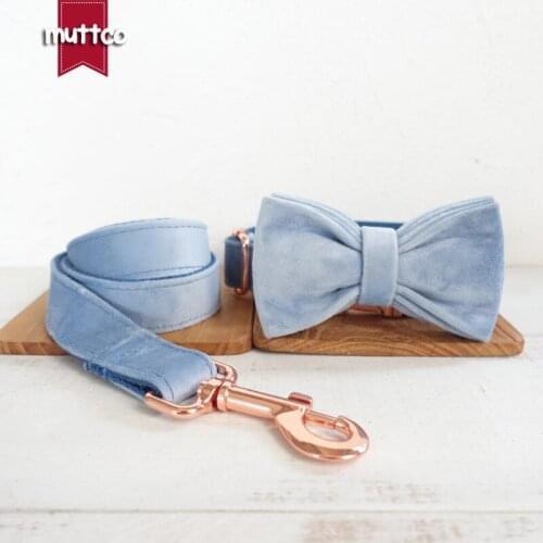 MUTTCO individual customized collar THE POWDERBLUE durable pet necklace collar with bow tie for your pet 5 sizes UDC081M