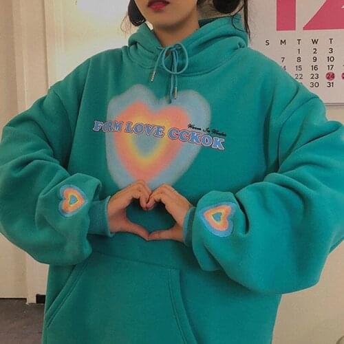 Women Hoodie Harajuku Korean Version Loose Oversized Sweatshirts Solid Color Long-sleeved Hooded Sweatshirt Student Girl Top ins