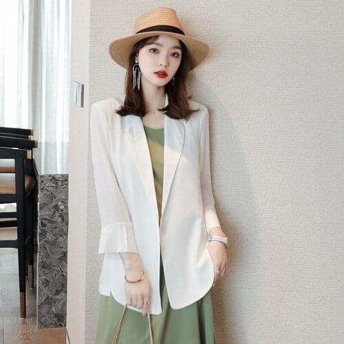 Elegant White Summer Spring Blazers Jackets Coat for Women OL Styles Business Work Wear Professional Outwear Blaser Tops Clothes