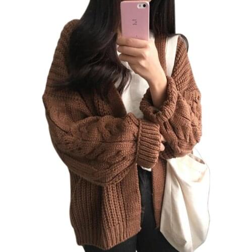 Knitted Women Autumn Sweater 2021 Winter Women Jacket Korea Loose Casual lazy Thick Warm Cardigan Sweater