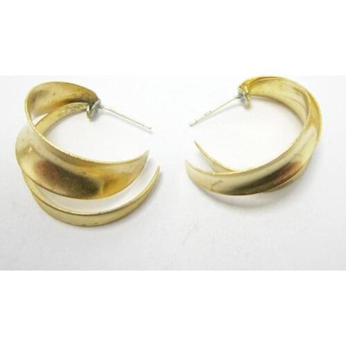 Brass earring post 27x20x16mm C shape leaf brass stud earrings findings 925 silver needle R1099