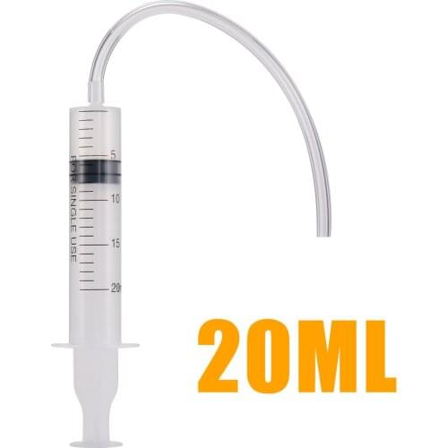 1pc New Plastic Syringe Capacity 20ml Clean Syringe 1ml Graduated with Transparent Flexible Silicone Tube