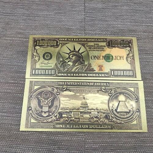1PC Gold Plated US Dollar One Million Fake Money Gold Foiled Platsic Banknotes Crafts For Collection Home Decor Souvenirs
