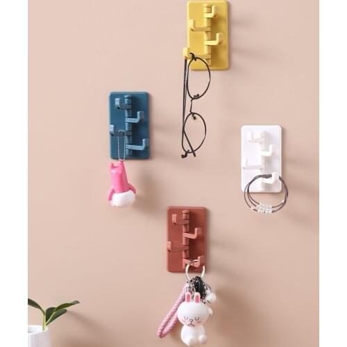 1PC Rotatable Towel Hook Plastic Door Hanger Self Adhesive Wall Hanger Hat Racks Key Hanger Wall Organizer Home Decor