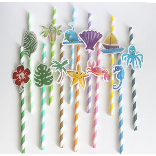 10PCS/Lot Ocean Theme 3D Drinking Paper Straws starfish shell Birthday Wedding Decorative Party Decoration Event Supplies Xmas