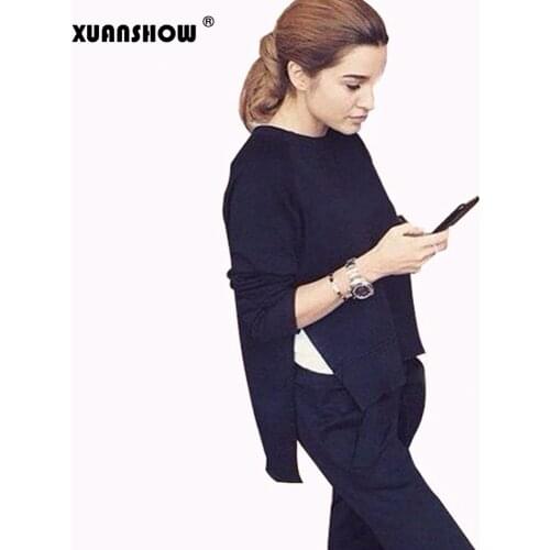 XUANSHOW 2020 Women Set Tracksuit 2 Piece Sportswear Suit Woman Irregular Hoodies Long Pants Suits