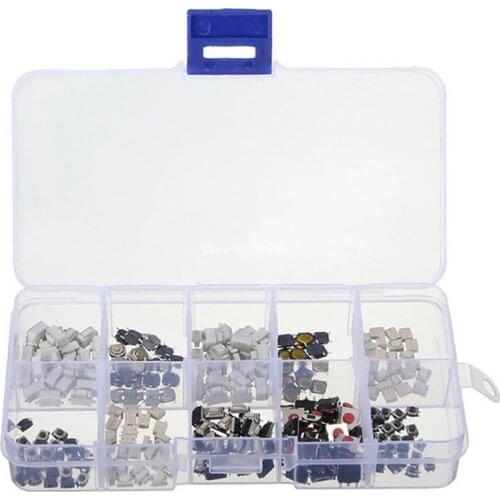 250PCS 10 Types Tactile Push Button Touch Switch Remote Keys Button Micro switch Assortment Kit