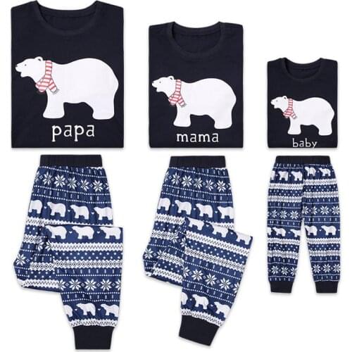 27KIDS Winter Suits Polar bear Round Neck Clothes Kid Men and Womens For Homewear Trousers Cotton Fabirc