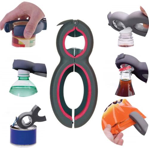 6 in 1 Multi Function Twist Bottle Opener, All in One Jar 8 shaped Gripper Can Wine Beer Lid Twist Off Jar Opener Claw