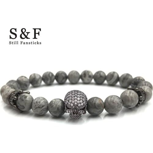 Skull Bracelet Men Jewelry Bracelets For Women Pulseira Masculina Stone Bangles Feminina Bileklik Pulseras Mujer Femme Pulseiras