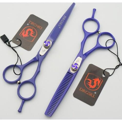 DRGSKL Violet paint hair scissors 6.0 inch flame screw professional barber hairdressing scissors hair thinning shears
