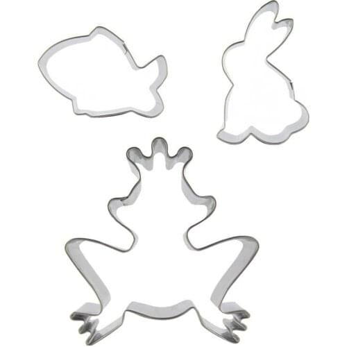 Small fish,Rabbit, Frog shaped 3 piece biscuit cutting molds, baking tools, cake decorating soft candy tools