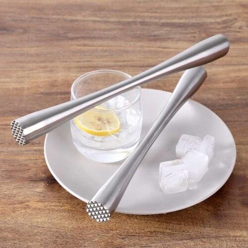 26CM Long Handle Cocktail Swizzle Stick Fruit Muddle Pestle Popsicle Sticks Crushed Stainless Steel Ice Hammer Bar Supplies
