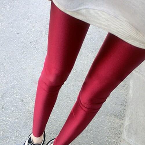 Hot Sale Shine Solid Color Neon Leggings Women Sexy Push Up Slim Leggings Skinny High Stretched Leggings For Female Leggins