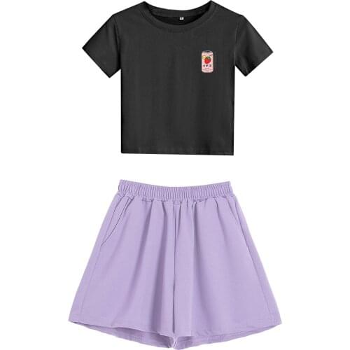 Harajuku Kawaii Sweet Girls T-shirt Cute Strawberry Tshirt Cotton Japanese Streetwear Summer Crop Tops for Women Ulzzang Shorts