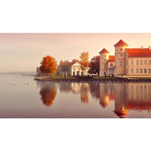 Scenery tree landscape village train DIY Crystal full 5D diamond painting cross stitch kits art mosaic round square rhinestone