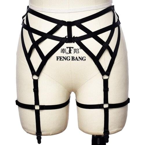 Hollow Garter Body Harnes Cage Fetish Bondage Stockings Rave Wear Adjustable High Waist Leg Garter Belt Women Sexy Lingerie
