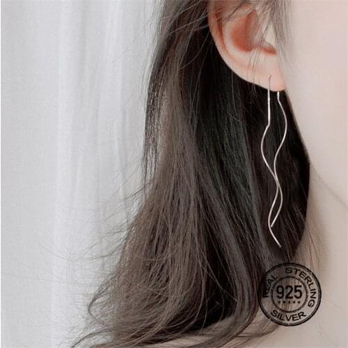 S925 Silver Needle Earrings For Women Tassel Dangle Chain Line Cute Girl Fashion Retro Temperament Jewelry INEFFA Anti-Allergic