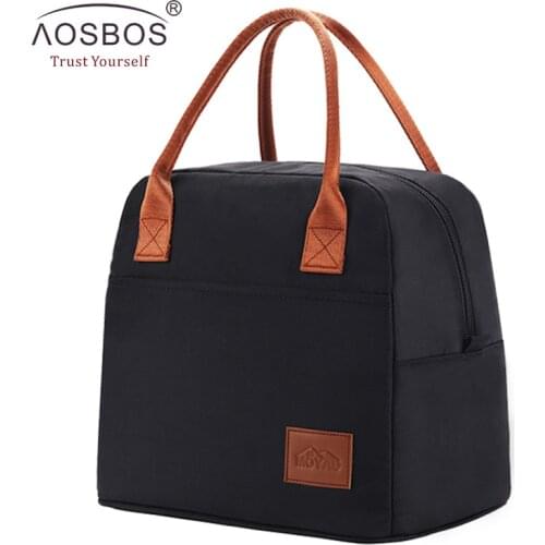 Aosbos Fashion Portable Cooler Lunch Bag Thermal Insulated Travel Tote Bags Large Food Picnic Lunch Box Bag for Men Women Kids