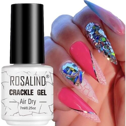 Crack Glue Nail Art Soak Off UV Gel 12 Color Colorful Crackle UV Lacquer Cracking Shatter Nails Lacquer Nail Art Gel Polish 7ML