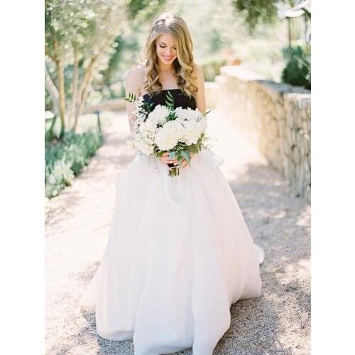 Vintage Design Retro 50s White and Black Wedding Dresses Bridal Gowns Strapless Boning Bodice A Line Customize