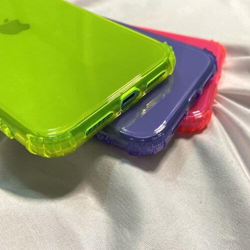 Waterproof Case for Apple 11 Pro Max Fluorescent Color 12 ProMax Anti-fall For IPhone Xs Xr 7 8Plus Transparent Soft Shell Cover