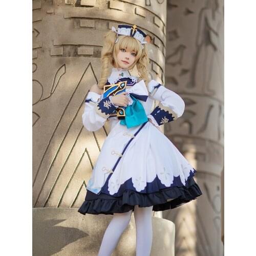 Japanese Game Costume Women Adult Halloween Carnival Party Genshin Impact Cosplay Barbara Genshin Impact Barbara Cosplay Wig Set