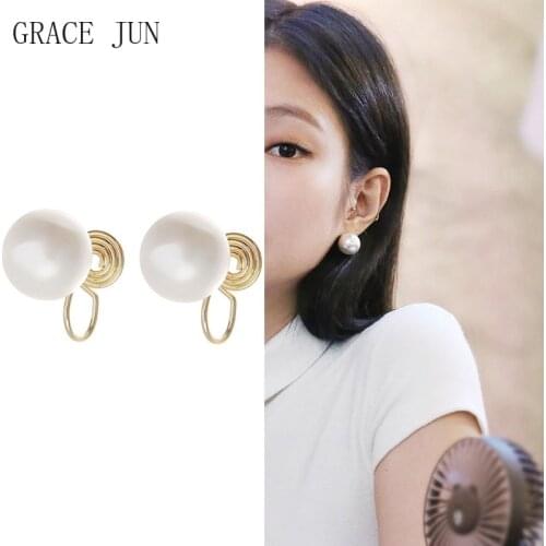 GRACE JUN Gold Color Clip on Earrings for Women Girls Birthday Party Fashion Elegant Cuff Earrings Hypoallergenic Stud Earrings