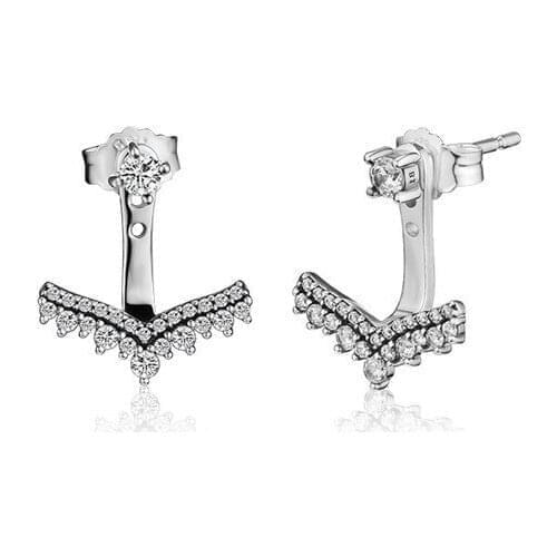 Princess Wish Clear CZ Crystal Stud Earrings Original 925 Sterling Silver Women Earrings Jewelry Accessories Earrings for Women