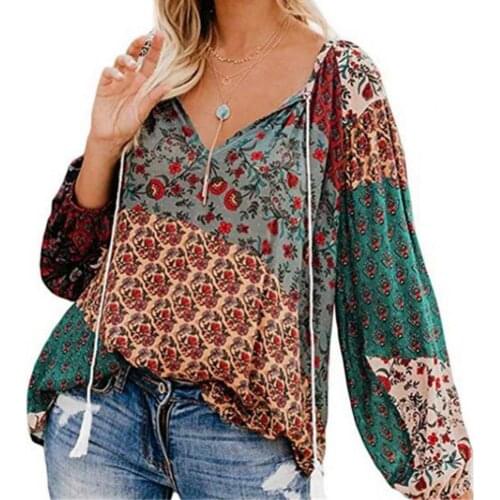 Top V Neck Good Workmanship Loose V Neck Floral Women Top for Daily Wear