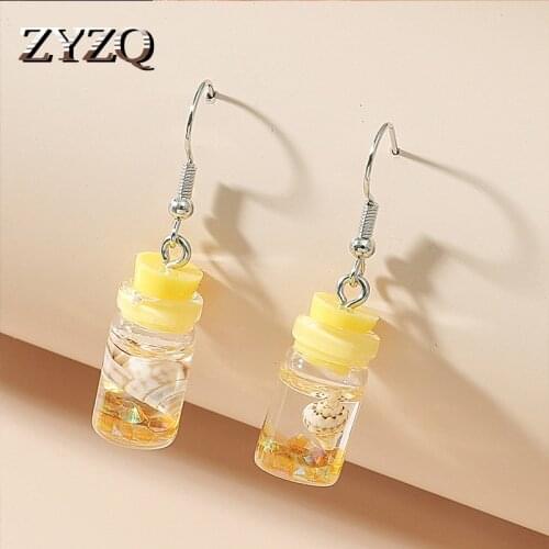 ZYZQ Creative Transparent Drifting Bottle Earrings For Women Personality Shell Resin Travel Souvenir Gift Jewelry Wholesale