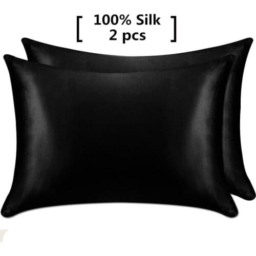 1 Pair 100% Mulberry Silk Pillowcase with Hidden Zipper Nature Pillow Case for Healthy Standard Queen King Free Shipping