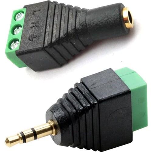 1Pcs 3.5mm Jack Headphone Plug three-node Male/Female Stereo solderless connector Audio head to terminal plug