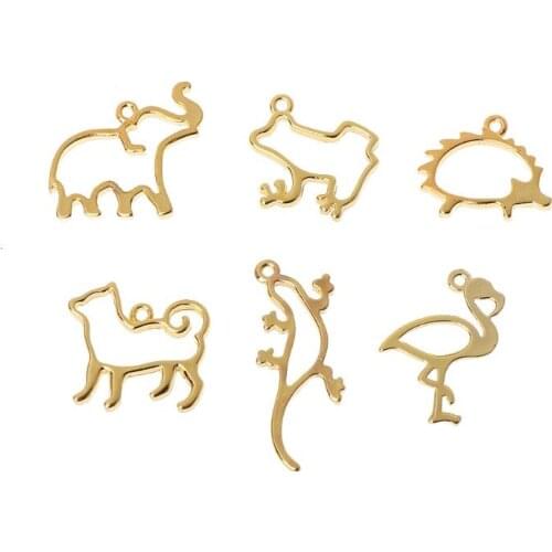 6Pcs Fruit Animal Shape Frame Pendant Open Bezel Blank Setting UV Resin Jewelry Charms DIY