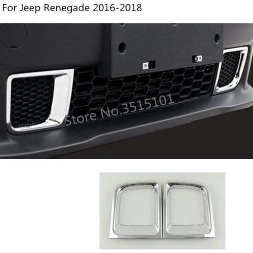 ABS Chrome Car Front Vent Frame Plate Trim Racing Grid Grill Grille Hoods Panel Part For Jeep Renegade 2016 2017 2018 2019 2020