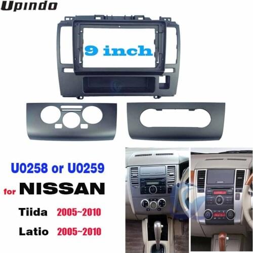 2 Din 9 Inch Car Radio Plastic Fascia Plane Frame for NISSAN Tiida Latio Manual AC 2005 Installation DVD GPS Mp5 ABS Dash Kit
