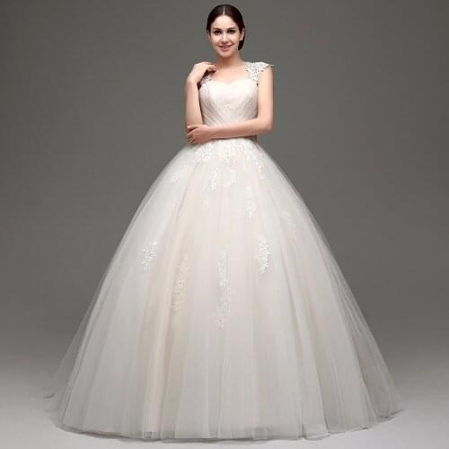 Elegant Straps Light Champagne Wedding Dresses 2019 New Arrivals Lace Up Back Floor Length vestido de noiva