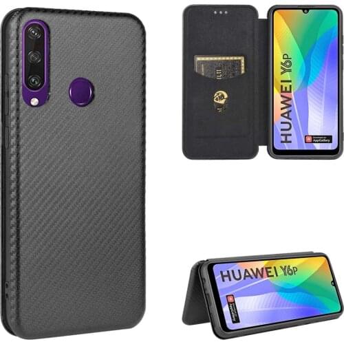 Carbon fibre Flip phone case for Huawei Y5P Y6P Y7P Y8P Y9s Y6S / Y9 Prime 2019 / Y6 2019 thin back Cover magnet Coque fundas