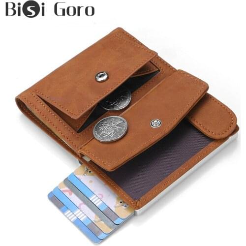 Bisi Goro RFID Anti-theft Men Smart Wallet Credit Card Porte Carte Fashion Card Case Passport Holder Unisex Coin Purse