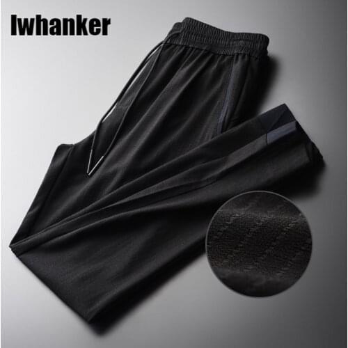 Black Mens Pants Luxury Soft Thin Casual Sport Solid Color Man Pants Plus Size 4xl Summer Fashion Slim Fit Trousers Men