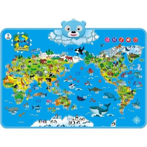 Electronic Magnetic Animals World Wall Chart, Intelligent Voice Teaching Interactive Toy for Boys and Girls Daycare 69HE