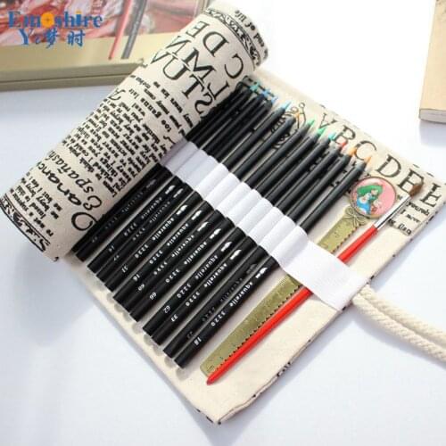 Cotton Canvas Large Capacity Handmade Pencils Pocket Students Pencils Case Men And Women Pencil Bag Stationery Case B067