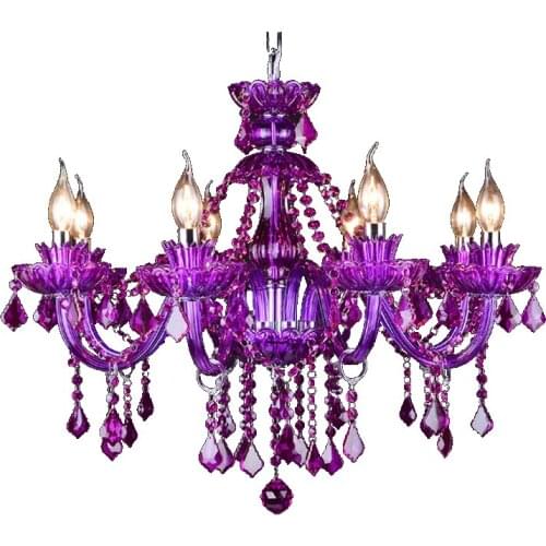 European style purple crystal chandelier European double-layer large crystal lamp bar KT creative personality crystal chandelier