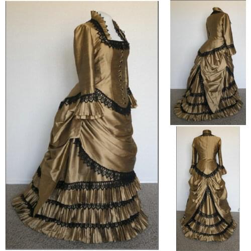 HistoricalCustomer-made Brown 1800S Victorian dress 1860s Civil war Dress Vintage Costumes Southern Belle Prom Gown US6-36 V-354