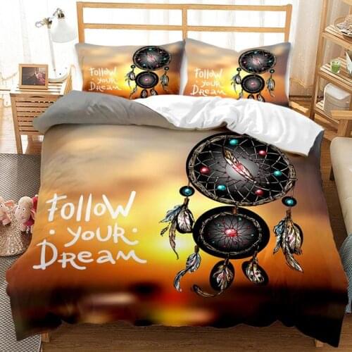 Classic Dreamcatcher Duvet Cover Set Eagle Feather White Dream Catch Bedding Set Design Bed Linens Adult Bedclothes
