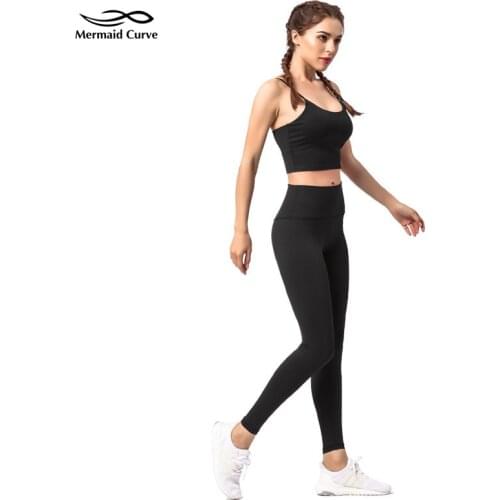 Yoga Set Women Fitness Clothing Sports Top Thin shoulder strap bra Gym Leggings Padded Strappy Sports Bra 2 Pcs Sports Suits