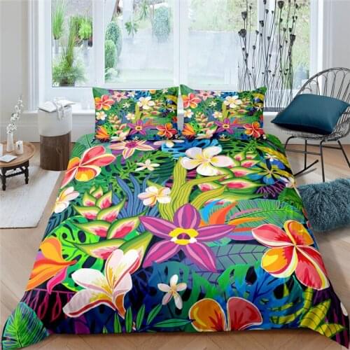 Home Living Luxury 3D Flower Print 2/3Pcs Bedding Set Comfortable Duvet Cover Pillowcase Single Queen and King EU/US/AU Size